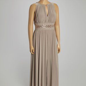 R&M Richards Women's Taupe Beaded Keyhole Empire-W